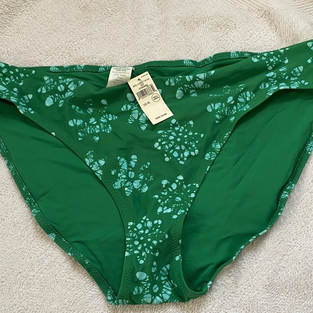 aerie Green Floral Print Bikini Bottoms
